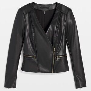 WHBM $139 Faux Leather Moto Jacket Black